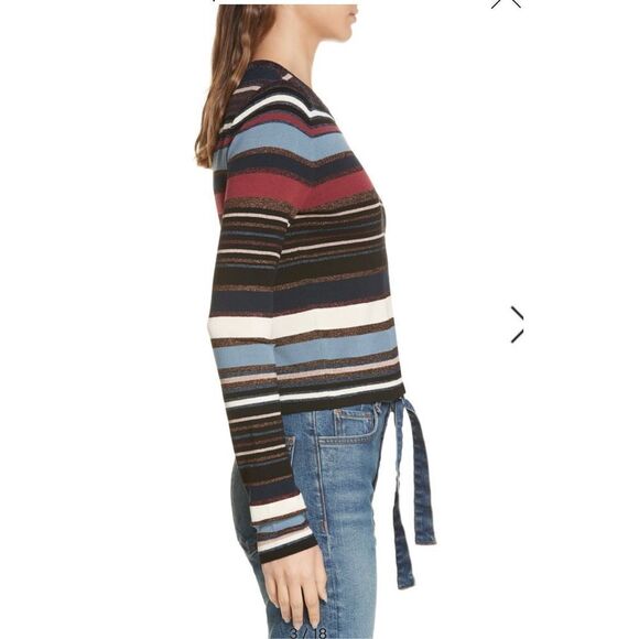 Veronica Beard Palmas Striped Metallic Sweater sz L EUC - Picture 3 of 6